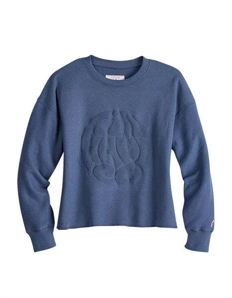 Sudadera para mujer Tin Haul Groovy con logotipo repujado (azul)