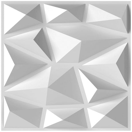 Paquete de 100 Paneles de Pared 3D de PVC de 30.5 x 30.5 cm para Decoración Interior con Detalles de Diamantes - Blanco
