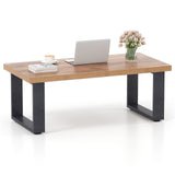 Mesa de centro rústica estilo granja de 47 pulgadas con tablero engrosado y textura de madera natural - Roble