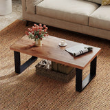 Mesa de centro rústica estilo granja de 47 pulgadas con tablero engrosado y textura de madera natural - Roble
