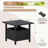 Mesa Auxiliar Exterior con Agujero para Sombrilla de 1.89" Soporte de Base para Sombrilla de Patio - Negro