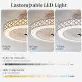 19 Inch Ceiling Fan with Light Low Profile Flush Mount Fan-White