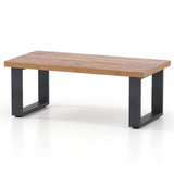 Mesa de centro rústica estilo granja de 47 pulgadas con tablero engrosado y textura de madera natural - Roble