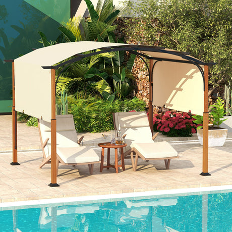 Pérgola retráctil para exteriores de 3 x 3,6 m con toldo retráctil para patio