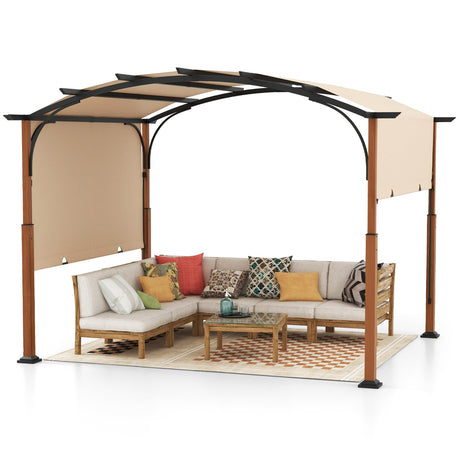 Pérgola retráctil para exteriores de 3 x 3,6 m con toldo retráctil para patio