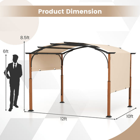 Pérgola retráctil para exteriores de 3 x 3,6 m con toldo retráctil para patio