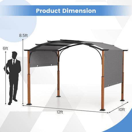 Pérgola retráctil para exteriores de 3 x 3,6 m con toldo retráctil para patio