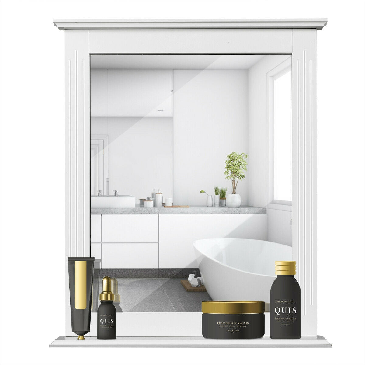 Espejo de tocador multiusos de pared con estante