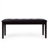 Upholstered Dining Room PU Bench Solid Wood Button Tufted