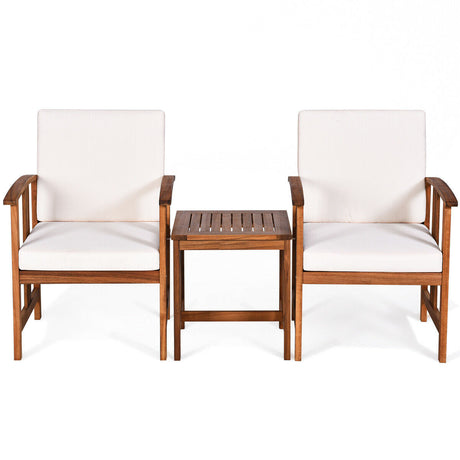 3PC Solid Wood Outdoor Patio Sofa Furniture Set