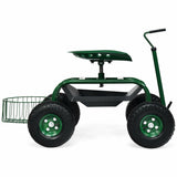 Carro de jardín con manillar extensible y asiento con ruedas