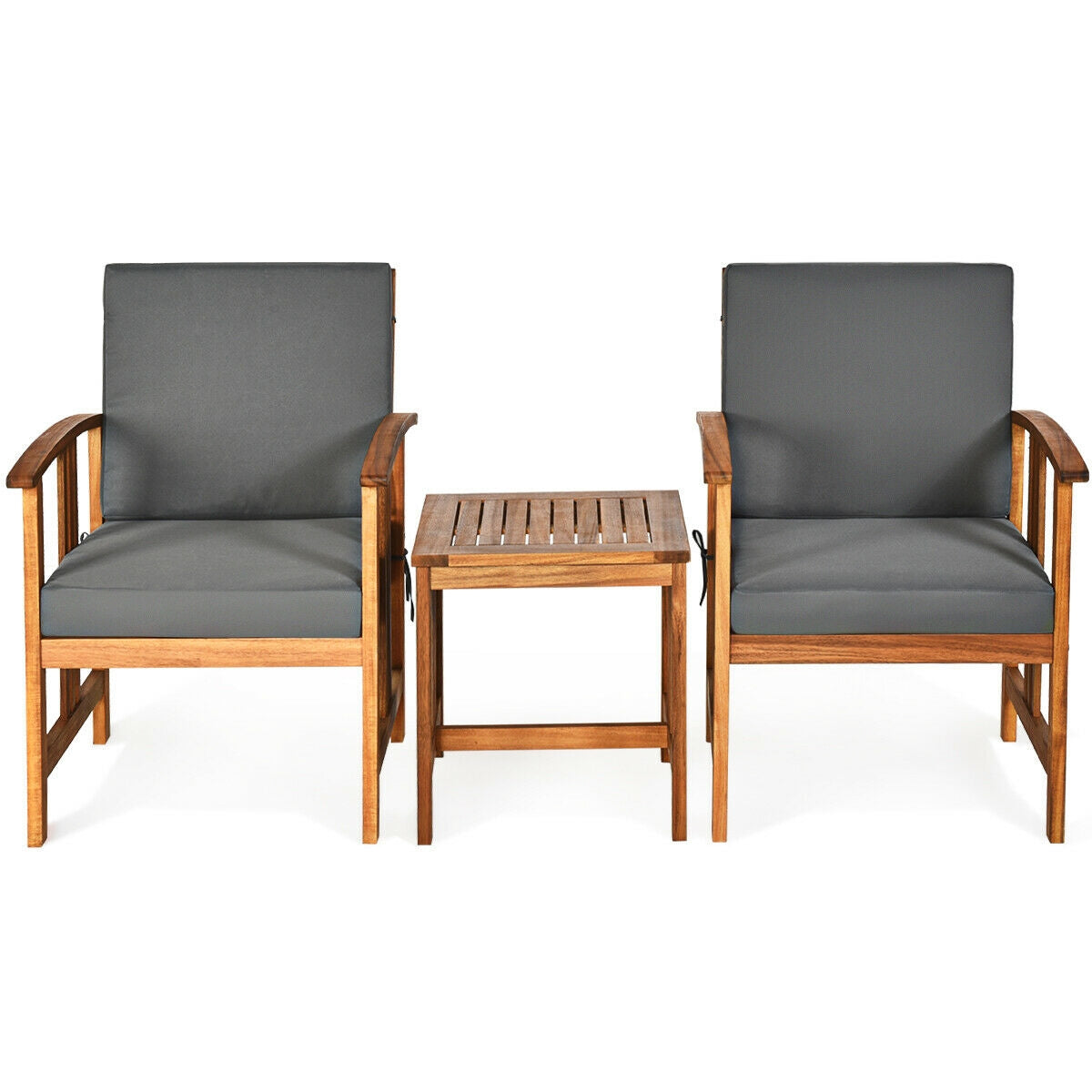 3PC Solid Wood Outdoor Patio Sofa Furniture Set