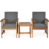 3PC Solid Wood Outdoor Patio Sofa Furniture Set