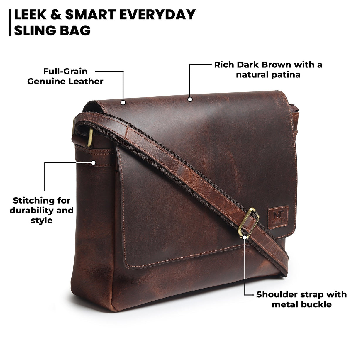 Bolso para portátil de cuero genuino Sitka