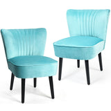 Juego de 2 sillones modernos tapizados con patas de madera maciza