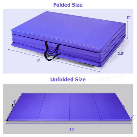 Colchoneta plegable de gimnasia de 4 pies x 10 pies x 2 pulgadas
