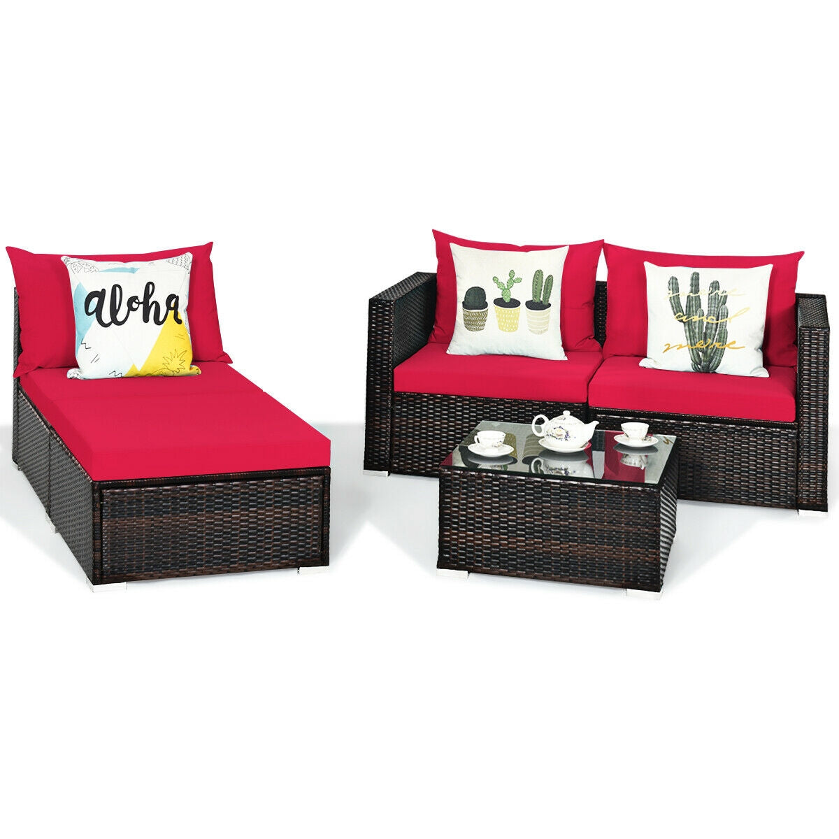 Juego de muebles de ratán para patio de 5 piezas