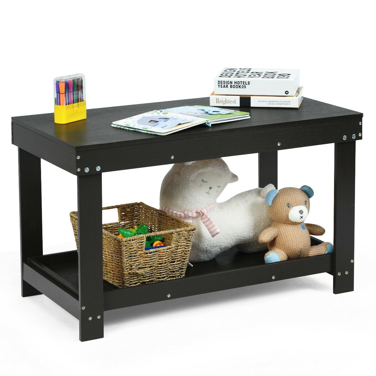 Mesa de juego de actividades para niños, multifuncional, de madera maciza