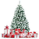 Árbol de Navidad artificial de 4.5 pies, preiluminado, con nieve y bisagras
