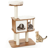 Árbol de actividades para gatos de madera de 46 pulgadas con plataforma y cojines