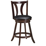 Juego de 2 taburetes giratorios de bar de 24 pulgadas de altura de mostrador, sillas de cocina y comedor con asiento de cuero acolchado