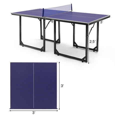 Mesa de ping-pong compacta, plegable, multiusos, de tamaño mediano y extraíble