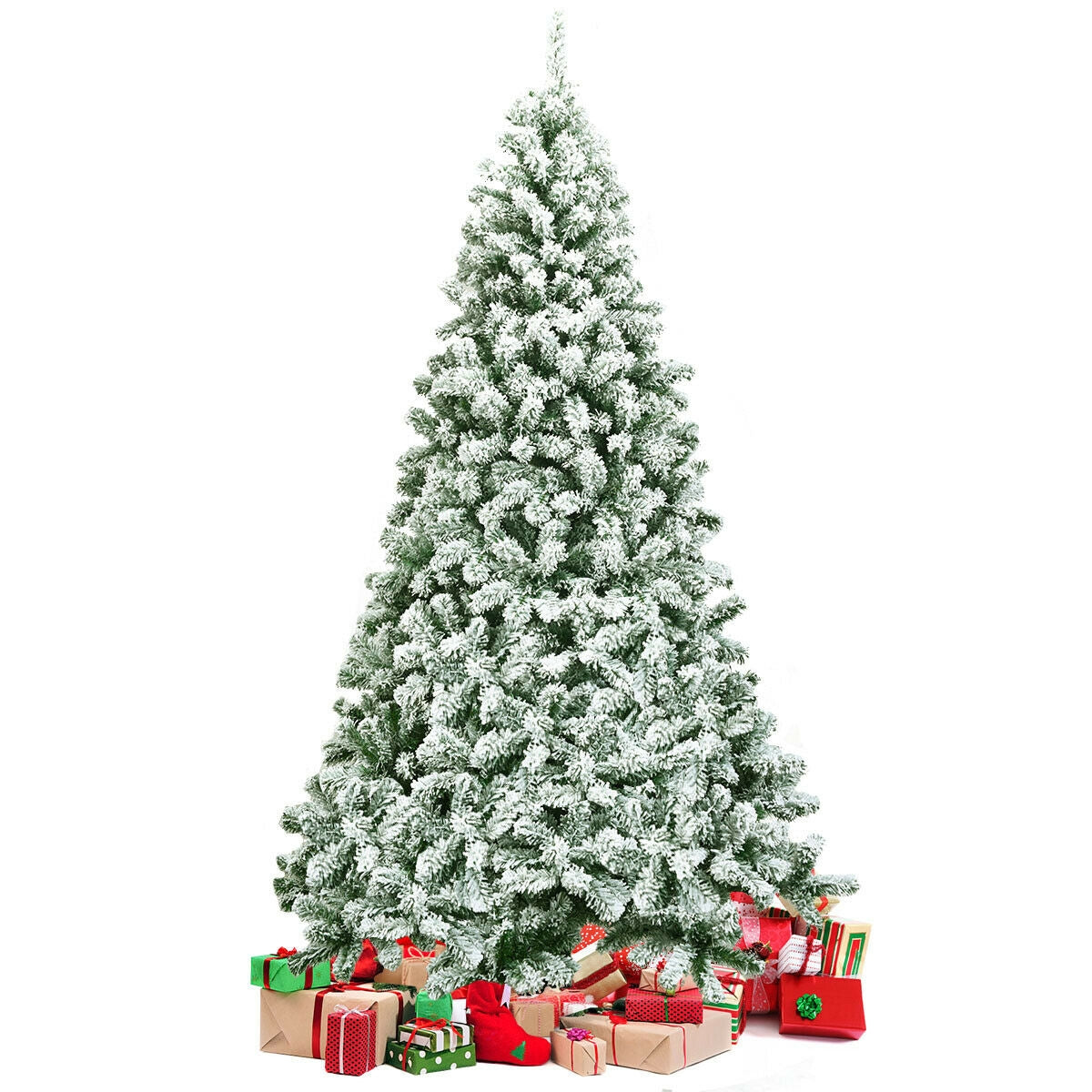 Árbol de Navidad artificial nevado de 7.5 pies, con bisagras, 1346 puntas y base plegable
