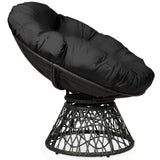 Sillón Papasan de Ratán Ergonómico Giratorio 360 Grados Cojín Suave para Jardín