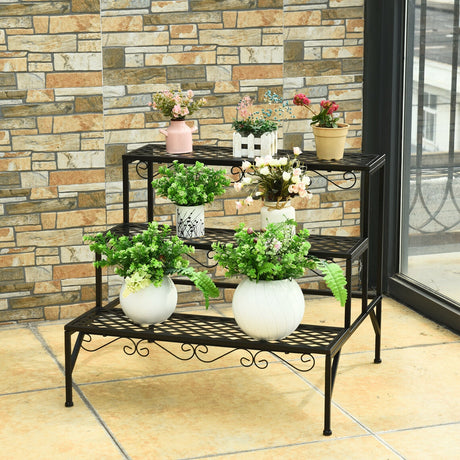 Soporte metálico decorativo de 3 niveles para plantas