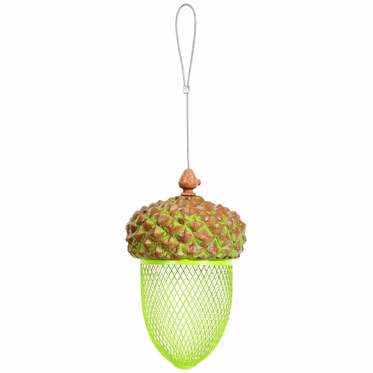 Comedero de ardilla de metal para pájaros silvestres, dispensador de comida colgante para jardín y patio - Marrón