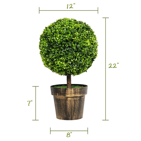 2 Piezas de Árbol de Boj Artificial de 24 Pulgadas para Casa y Oficina