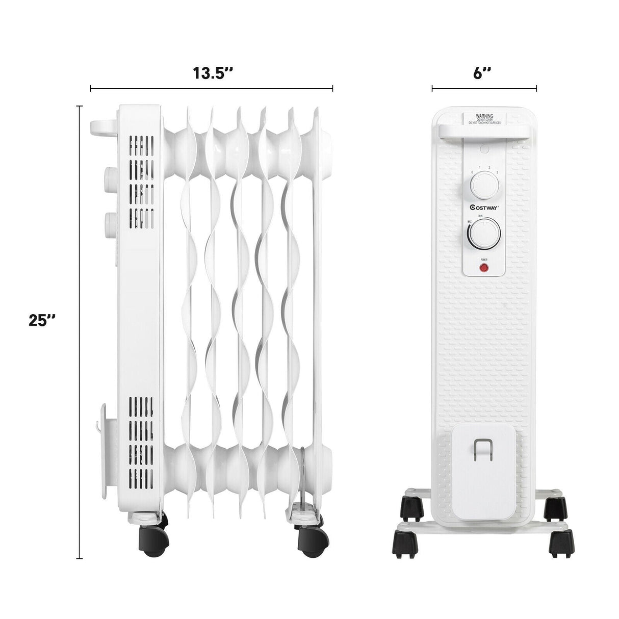 Calefactor de aceite de 1500 W, radiador portátil con termostato ajustable