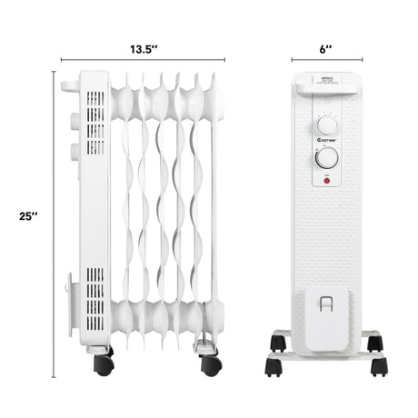 Calefactor de aceite de 1500 W, radiador portátil con termostato ajustable