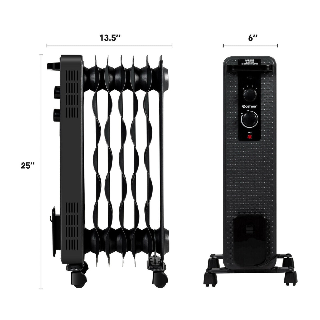 Calefactor de aceite de 1500 W, radiador portátil con termostato ajustable