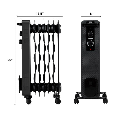 Calefactor de aceite de 1500 W, radiador portátil con termostato ajustable