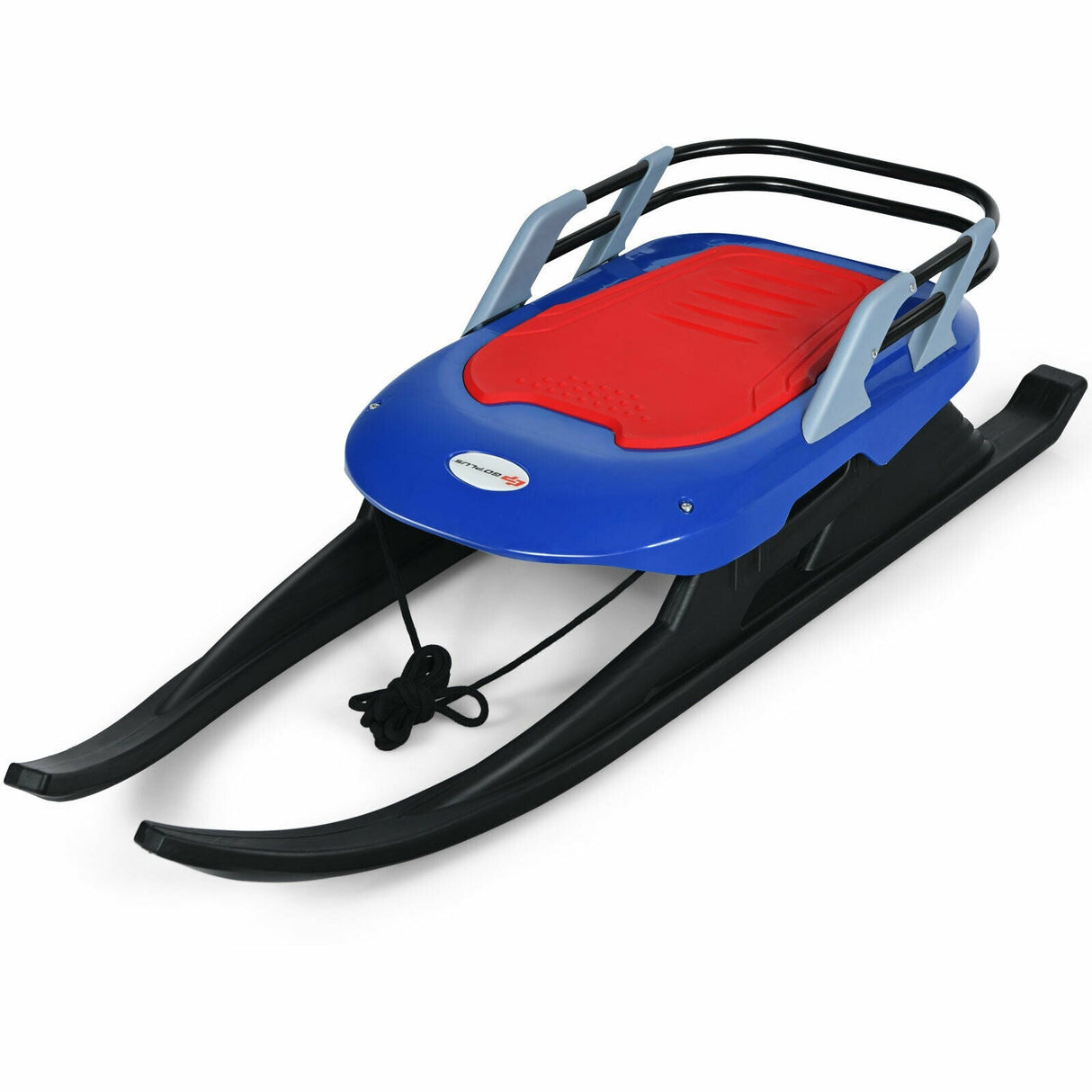 Trineo plegable de metal para niños con cuerda de arrastre, deslizador de nieve y asiento de cuero