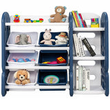 Organizador de almacenamiento de juguetes para niños con cubos y estante multicapa para dormitorio o sala de juegos