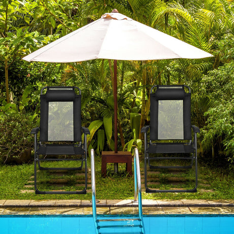 4 sillas reclinables plegables ajustables para patio y jardín con reposacabezas
