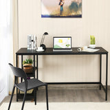 Escritorio de ordenador de 47 pulgadas, mesa de estudio, estación de trabajo para el hogar con estante ajustable, negro