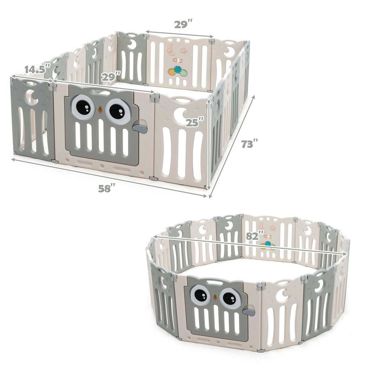 Parque de actividades para bebés de 16 paneles con puerta de seguridad - Beige