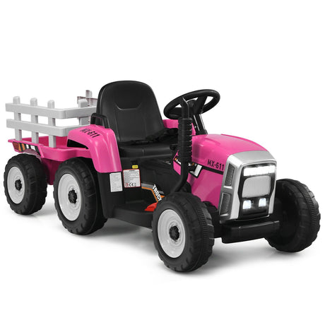 Tractor Montable de 12 V con Cargador de Tierra de 3 Velocidades para Niños de 3+ Años