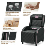 Sillón reclinable de masaje para juegos con reposacabezas y respaldo ajustable para cine en casa