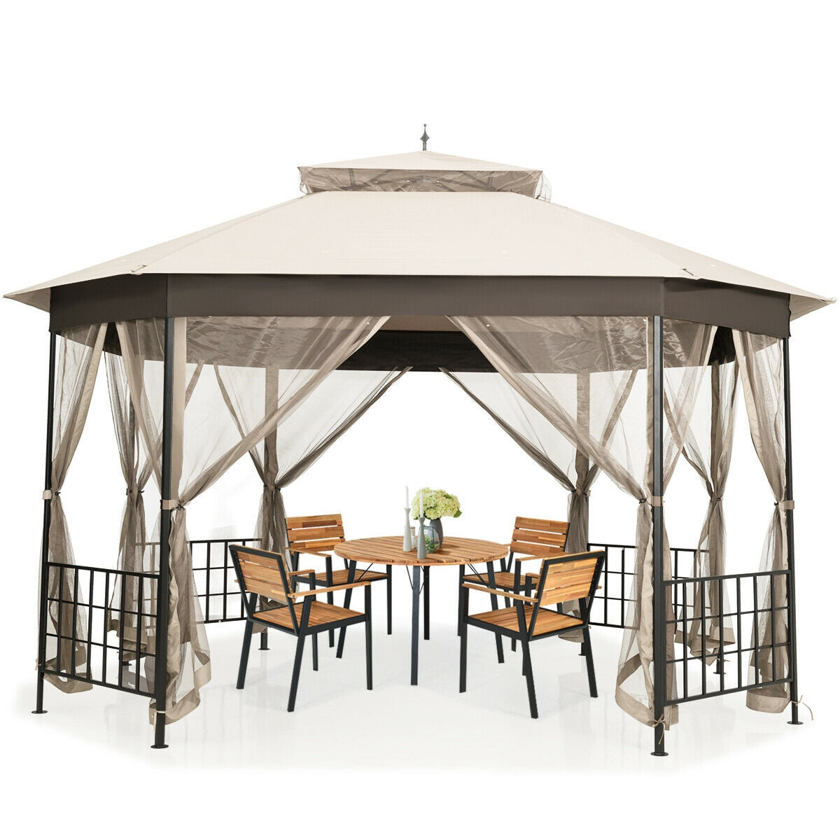 Gazebo de patio octogonal de 10x 12 pies
