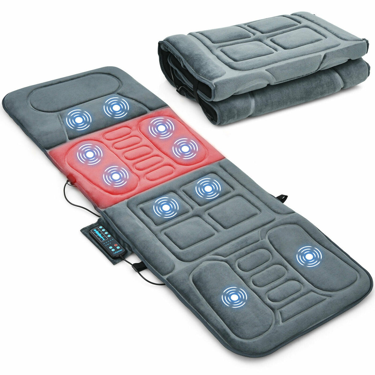 Colchoneta de Masaje Plegable con Calor y 10 Motores de Vibración