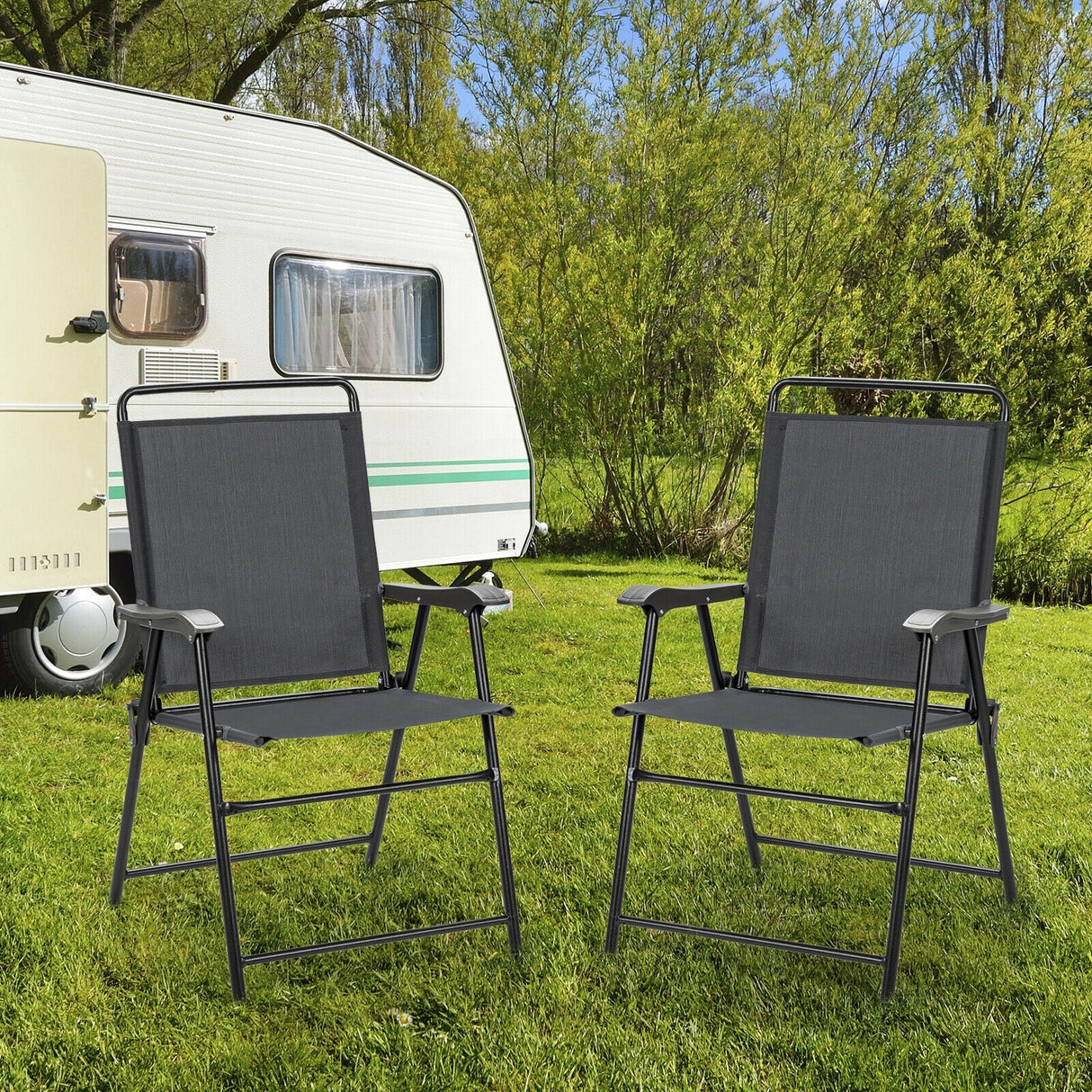 4 sillas plegables portátiles para exterior con reposabrazos