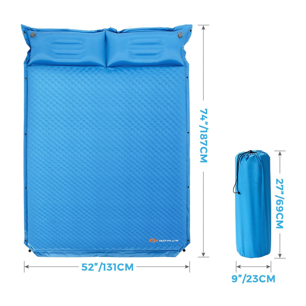 Colchoneta inflable autoinflable para camping y exterior con almohadas