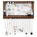 Expositor de joyas de pared con barra extraíble para pulseras