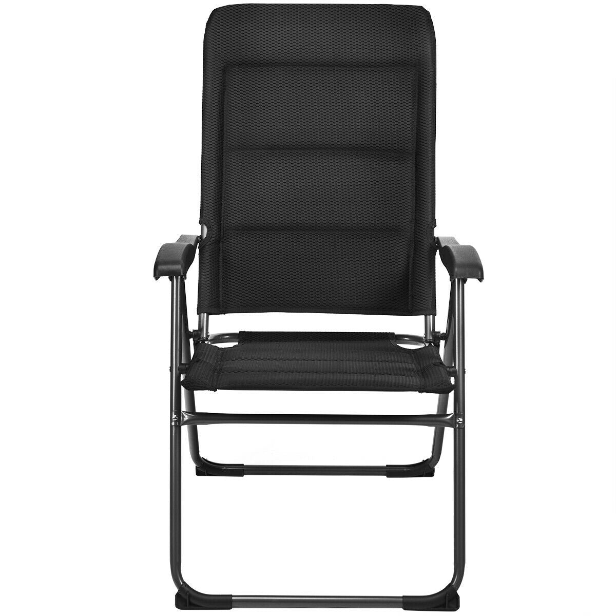 Juego de 4 sillas plegables para patio con respaldo ajustable - Negro