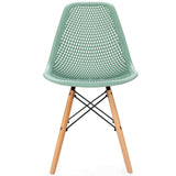 Juego de 4 sillas de plástico modernas con diseño calado y patas de madera