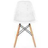 Juego de 4 sillas de plástico modernas con diseño calado y patas de madera